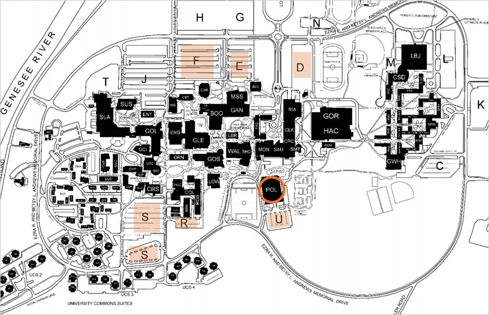 a parking map of the Gene Polisseni Center