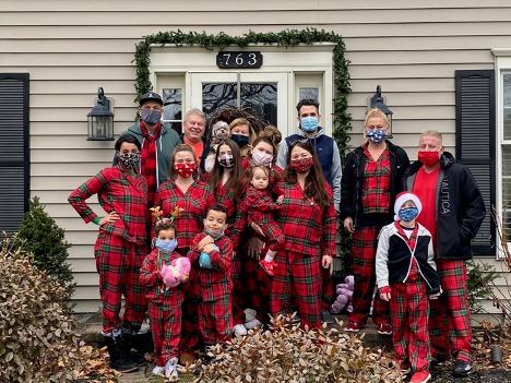 group photo in Christmas pijamas