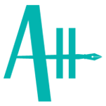 Art House logo that is teal with a capital A and H