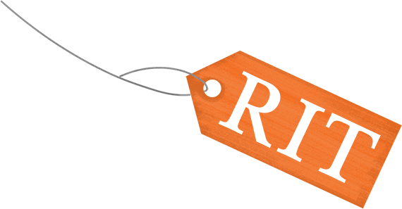 Illustration of a price tag with the RIT logo