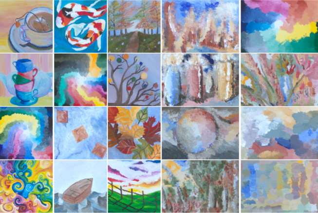 a collage of various paintings