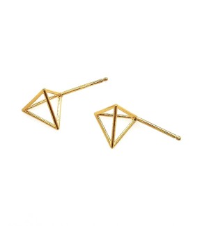 14k gold plated Pyramid frame stud Earrings.