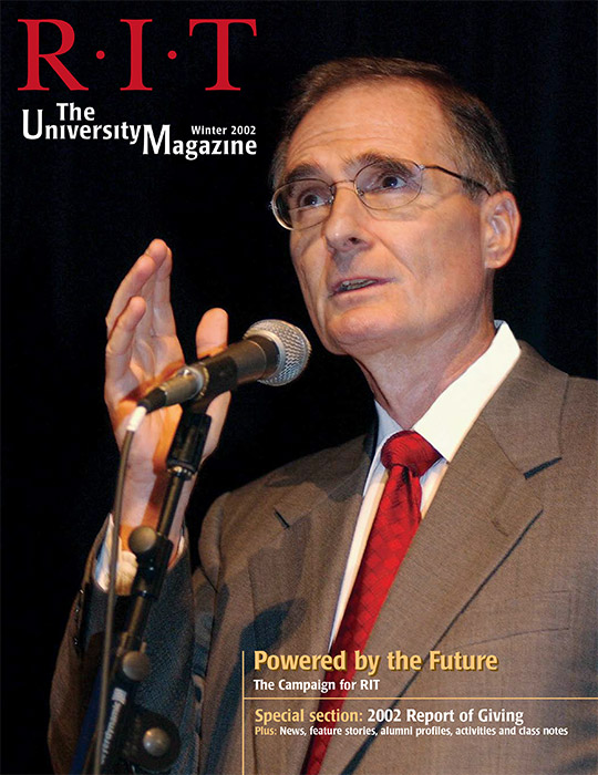 University Magazine cover featuring RIT President Al Simone.