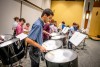 student playing a steel drum.