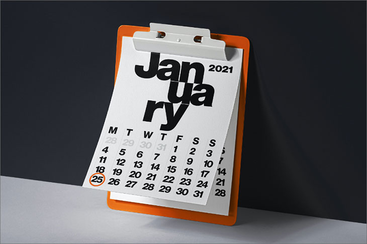 graphic of calendar of the month of January with the 25th circled.