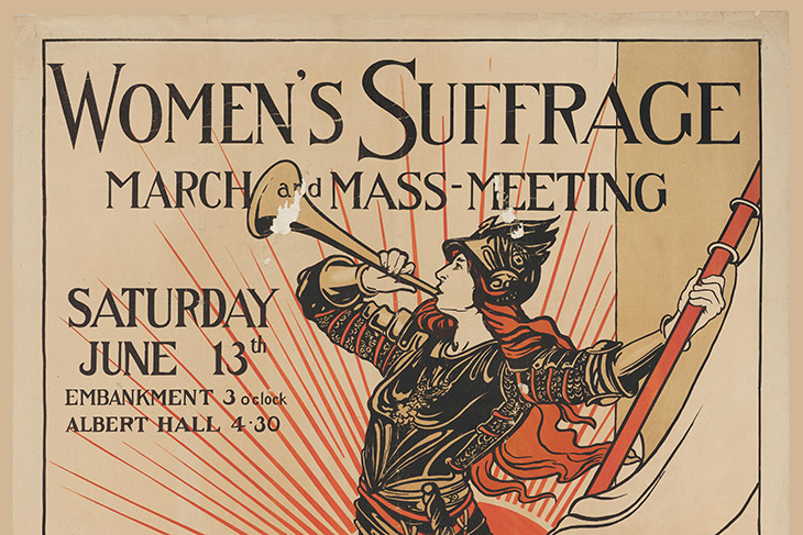 historical poster announcing a Women’s Suffrage March and Mass Meeting.