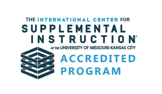 Certification badge that reads: 'The International Center for Supplemental Instruction at the University of Missouri-Kansas City Accredited Program.'