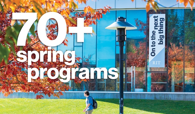 a scene of a spring day with "70+ spring programs"