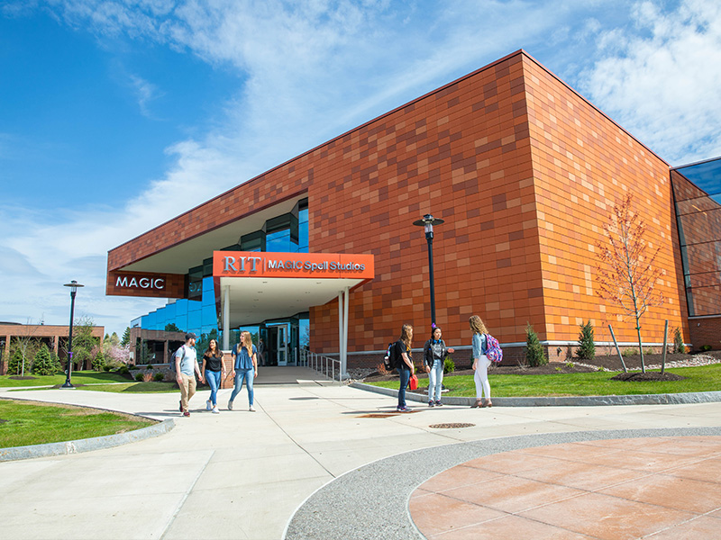 Orange brick building on a sunny day