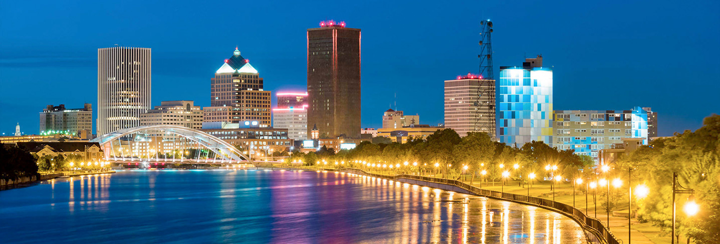 Rochester skyline at night