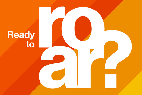orange, red, and yellow background with "Ready to Roar?