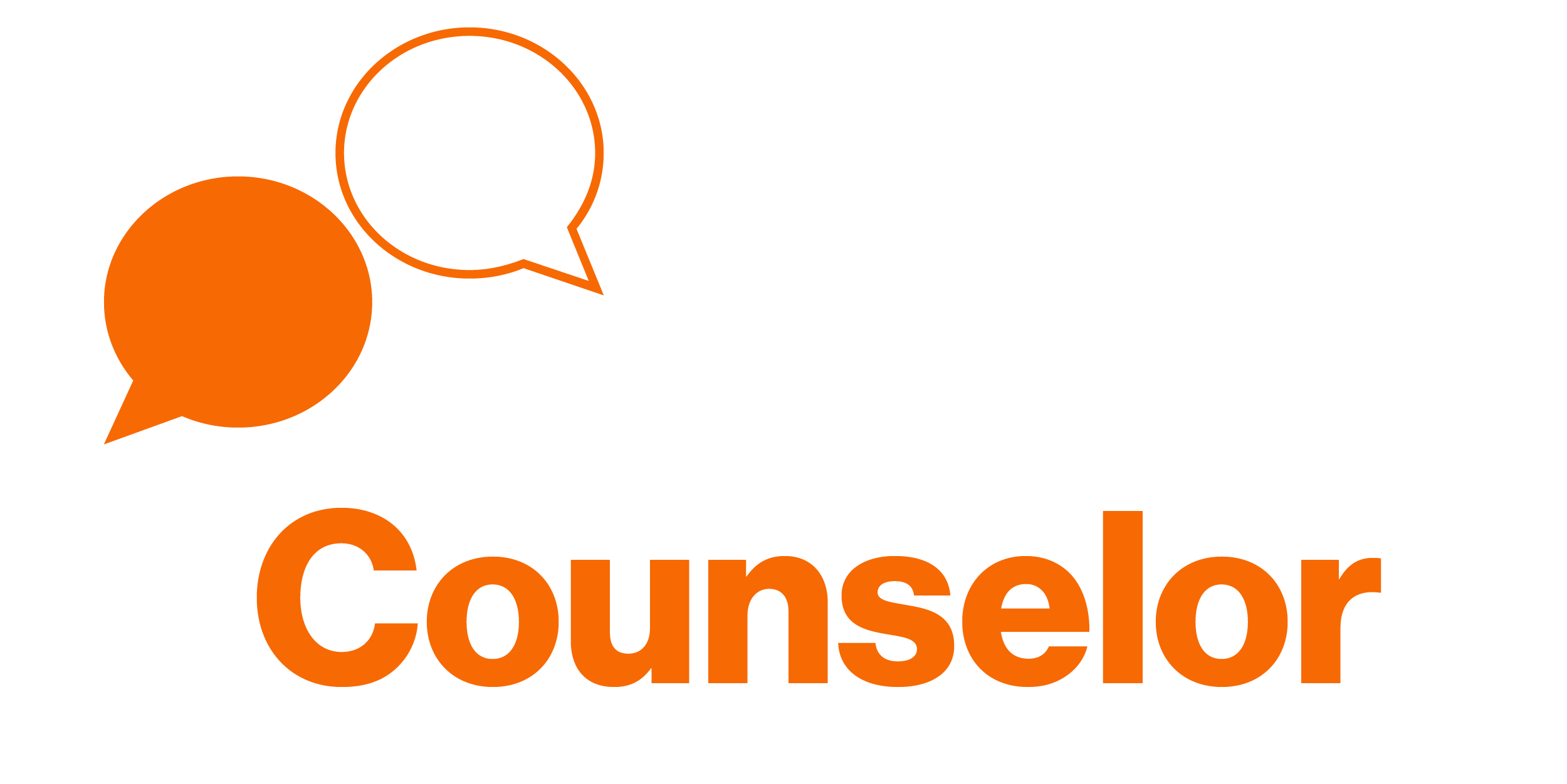 graphic that says "talk to a counselor with two word bubbles"