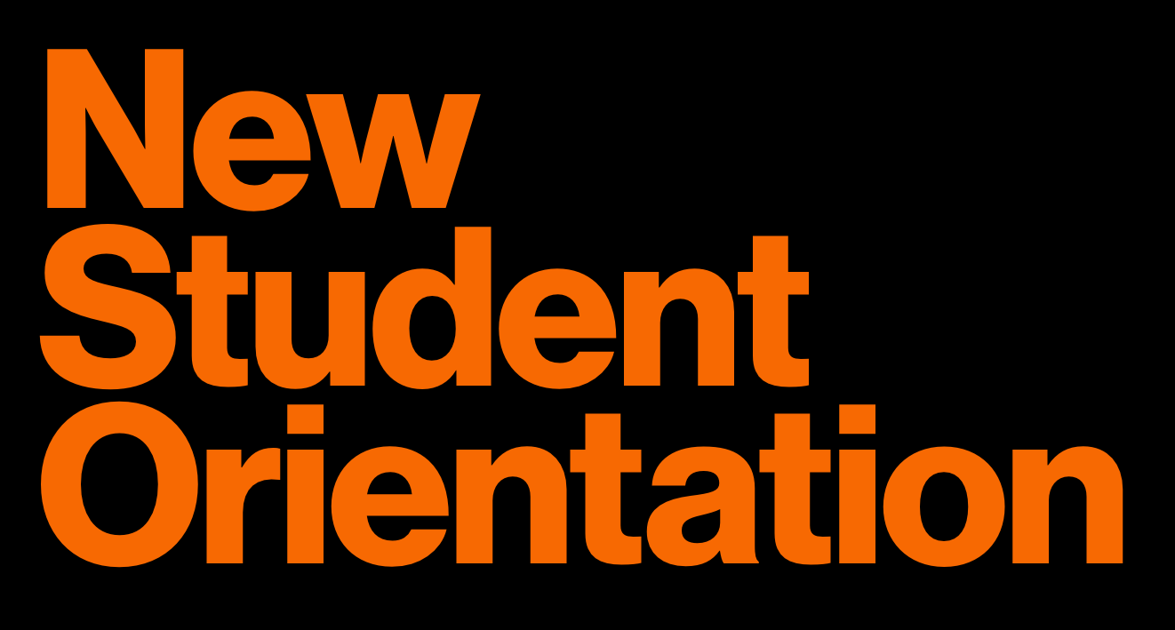 orange text reading "New Student Orientation"