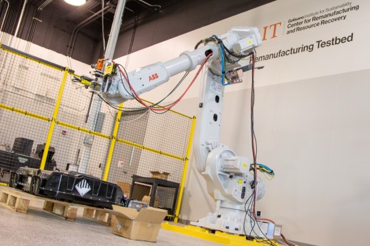 ABB large cobot working on EV battery disassembly