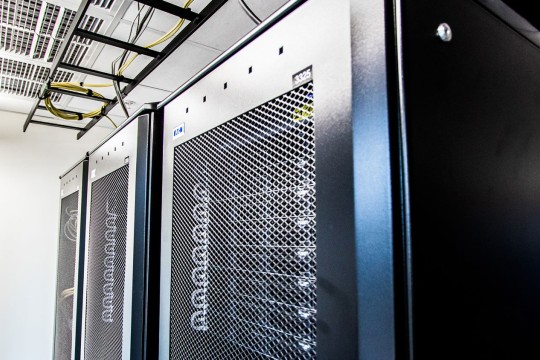 Racks of IT equipment in the Eco-IT Testbed.