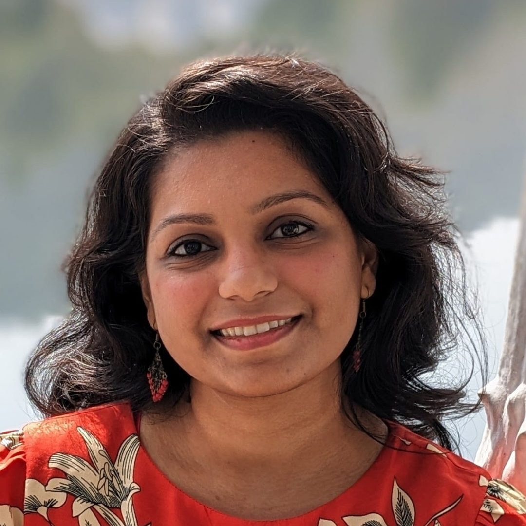 Woman in a red shirt