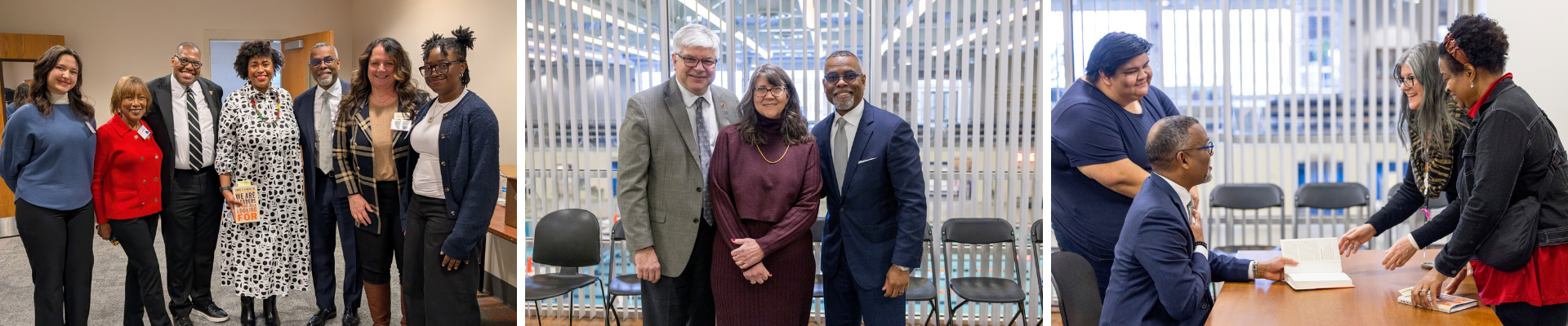 Collage of photos of groups of people 