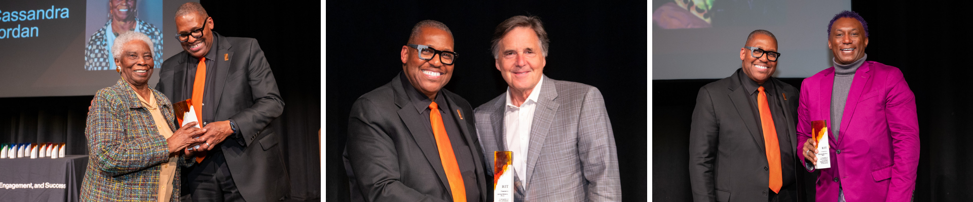 Three photos of awardees