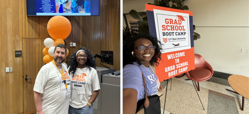 Two photos of Grad school boot camp 