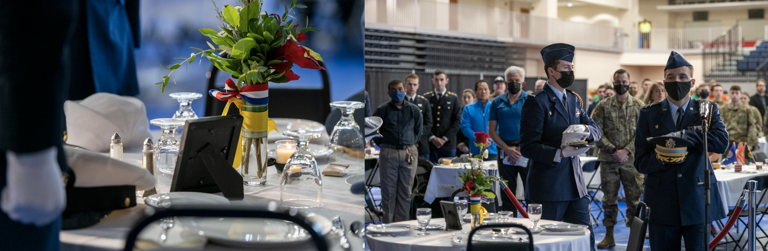 two photos of POW/MIA table