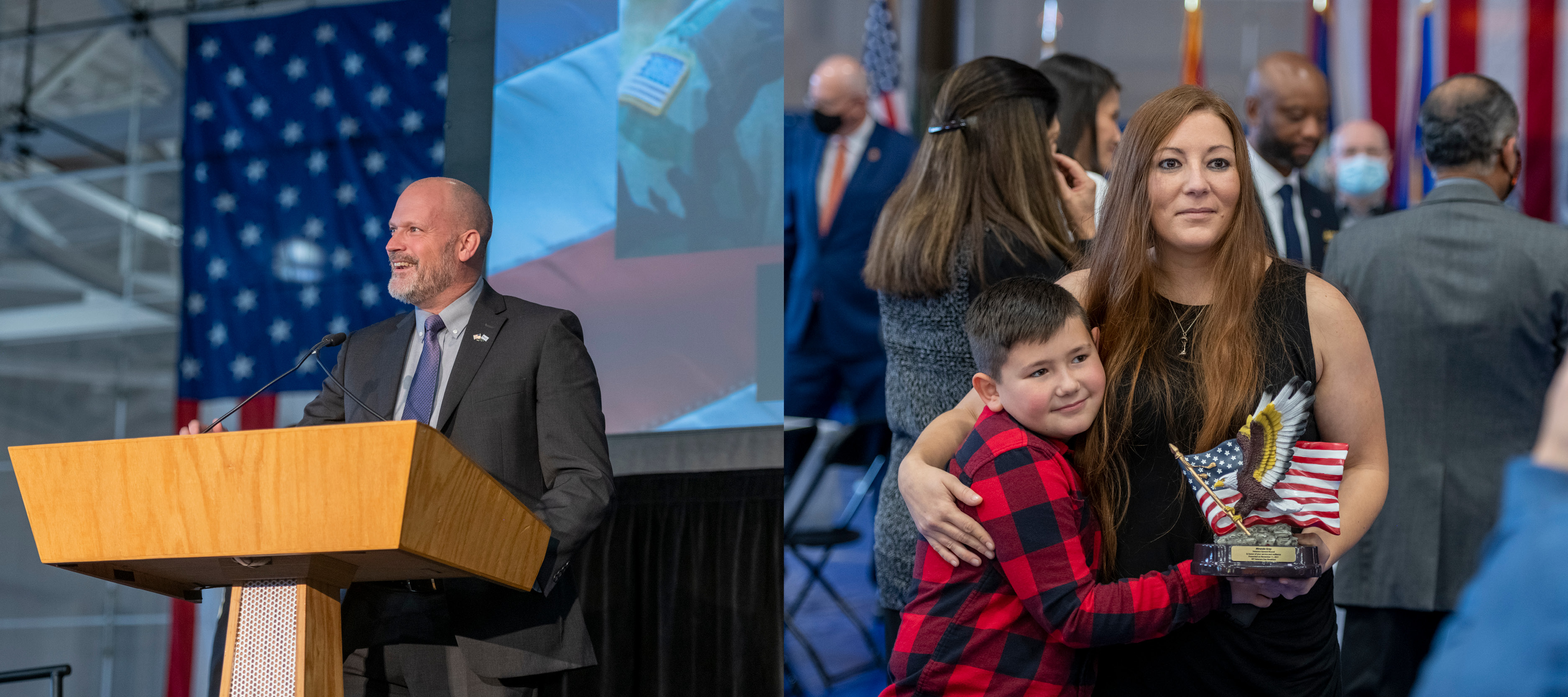 two photos of award winners