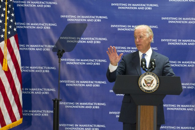 Vice president giving speech at podium