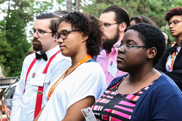 People gathered watching event 