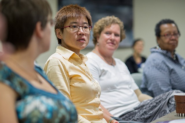 People gathered at Women in optics and photonics 