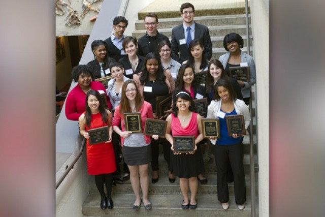 People gathered for picture on staircase