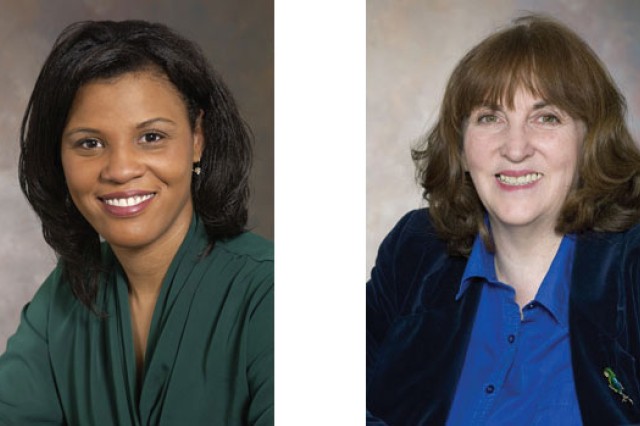 Two pictures of people posing