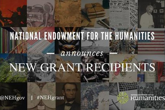 Poster displaying "National Endowment for the humanities announces New Grant Recipients"
