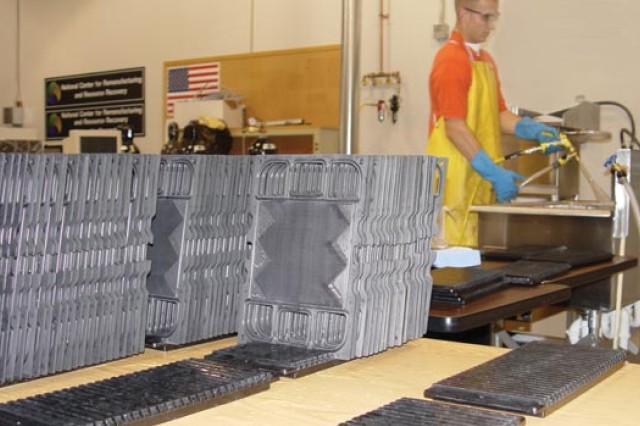 Student producing recycled parts