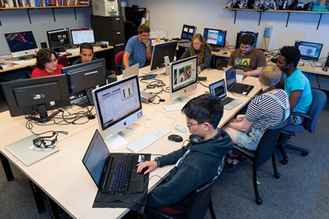 People working in computer lab