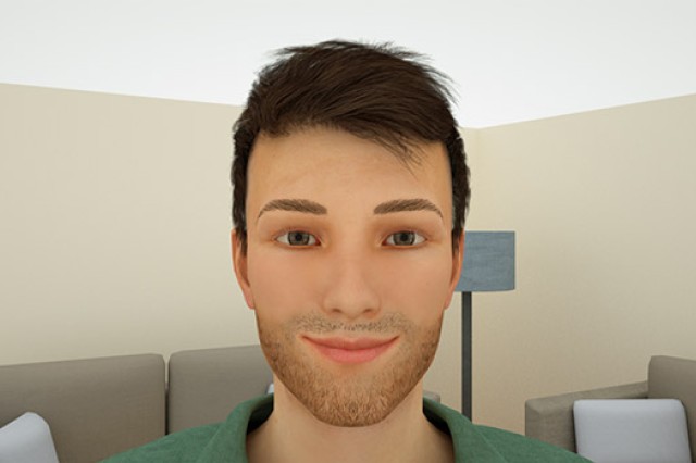 Simulated picture of person in living room