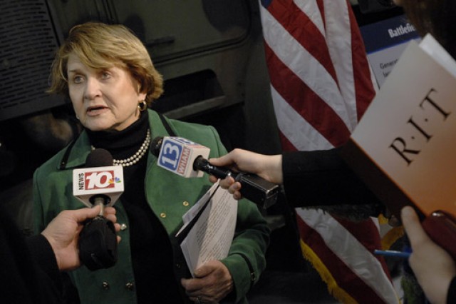 Person talking to reporters