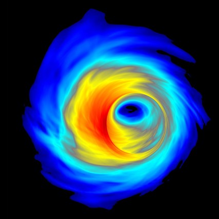Simulation of an accretion disk surrounding a supermassive black hole.