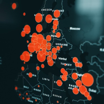 screenshot of coronavirus heatmap