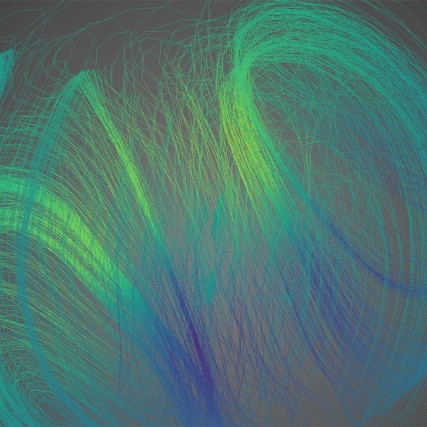 simulation of the magnetic field lines from a rotating neutron star.