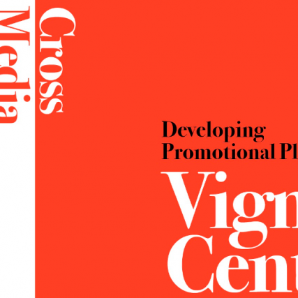 A graphic with text promoting the Cross Media Workflow project.