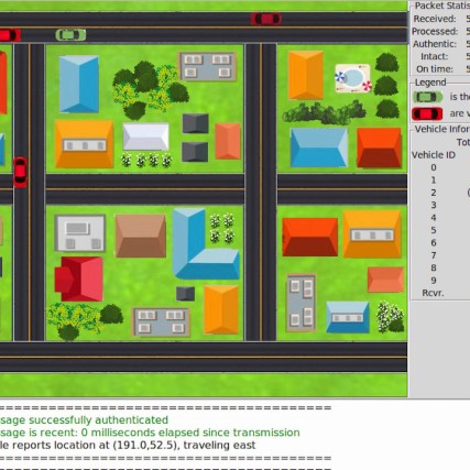 screenshot of map of cars on neighborhood roads.