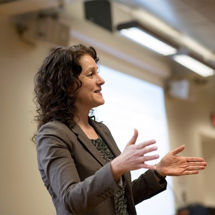 professor talking to a class.