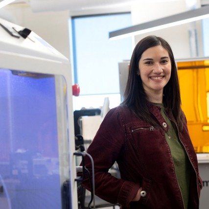 environmental portrait of research scientist Meredith Noyes.