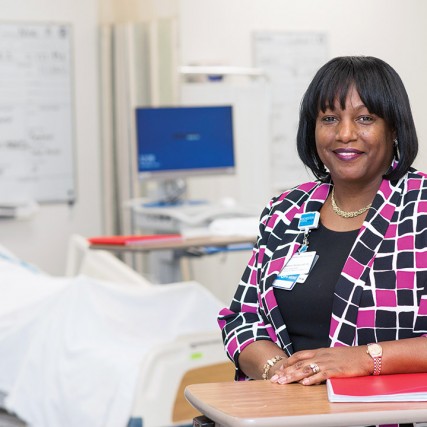 hospital administrator in a hospital room.
