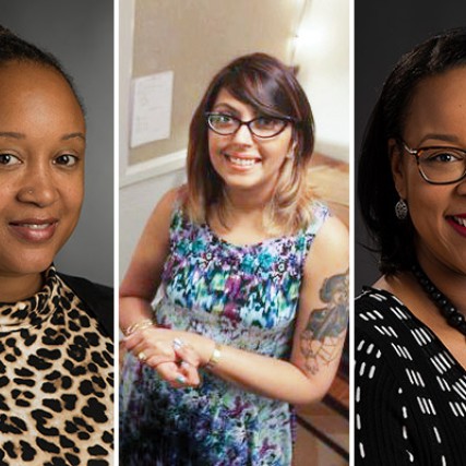 side-by-side portraits of Tomicka Wagstaff, Tanvi Asher, and Stephanie Paredes.