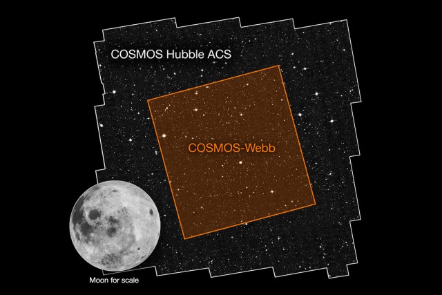 illustration of space showing how much area the Cosmos-Webb project will cover.