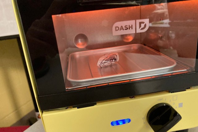 a shrinky dink in a small oven.