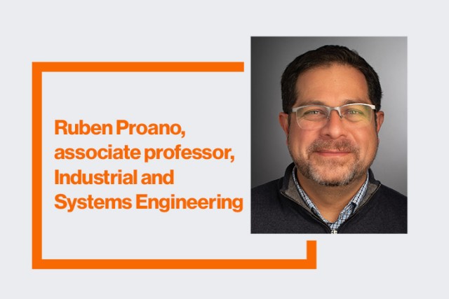 a headshot of Ruben Proano is shown next to an orange box displaying his name and title.