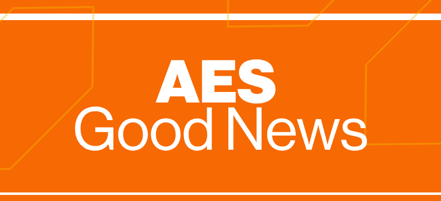 Orange Graphic with text: AES Good News
