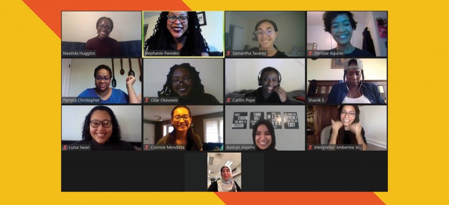 orange and yellow background with zoom gallery photo