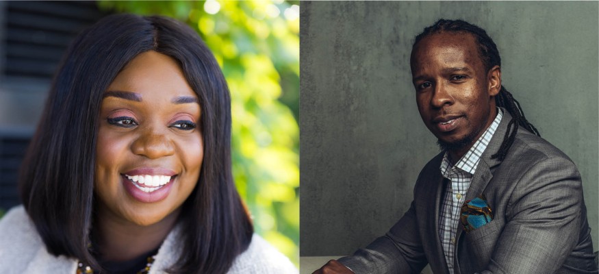 headshot of a black woman on the left and headshot of black man on the right